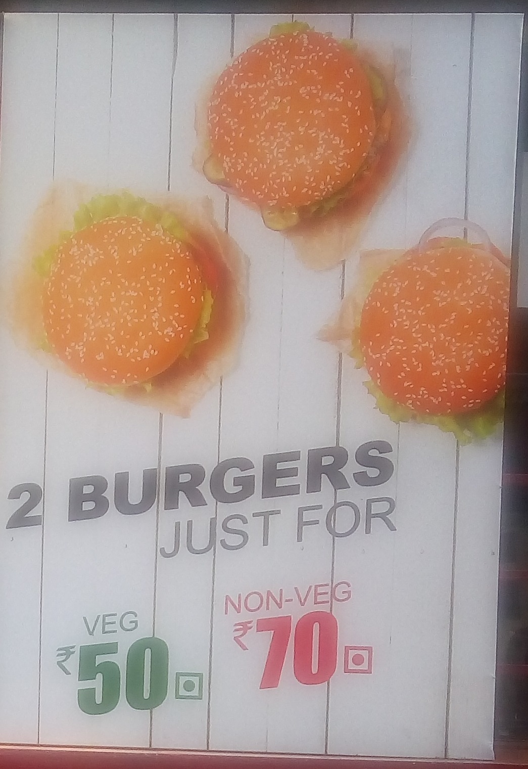 Special offer on Burgers.