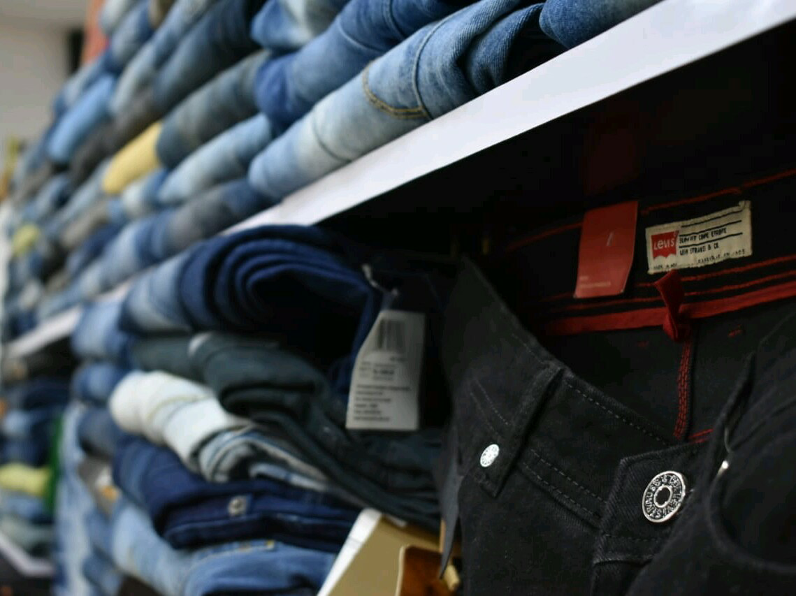 shirts, jeans, cotton pants, chinos, tracks. 